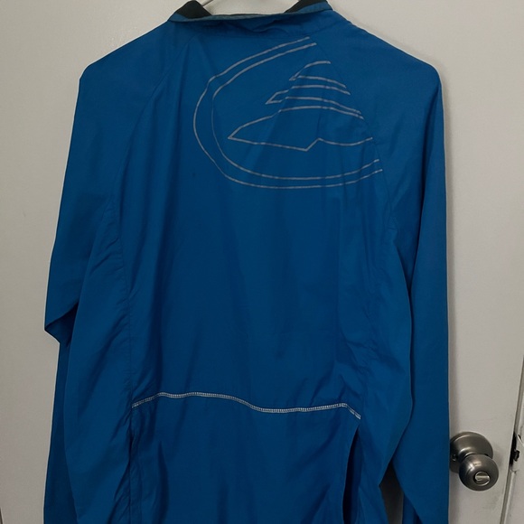 Men's Performance Cycling Lightweight Zip Up Jacket Blue Packable - Picture 2 of 7